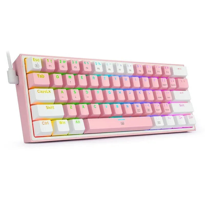 K617 RGB mechanical keyboard with multimedia keys in white pink colour option