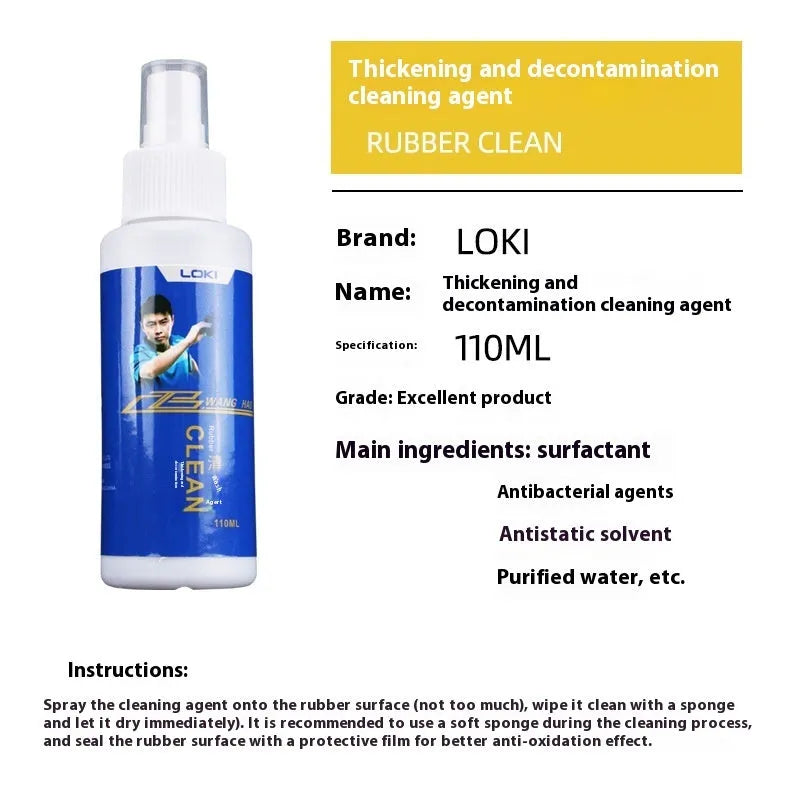 110ml bottle of table tennis rubber cleaning liquid with a white sponge applicator.