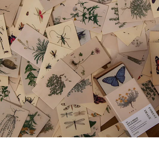Pack of 100 double-sided retro memo notes in seven vintage colour variations including antique paper and blossoming flowers.