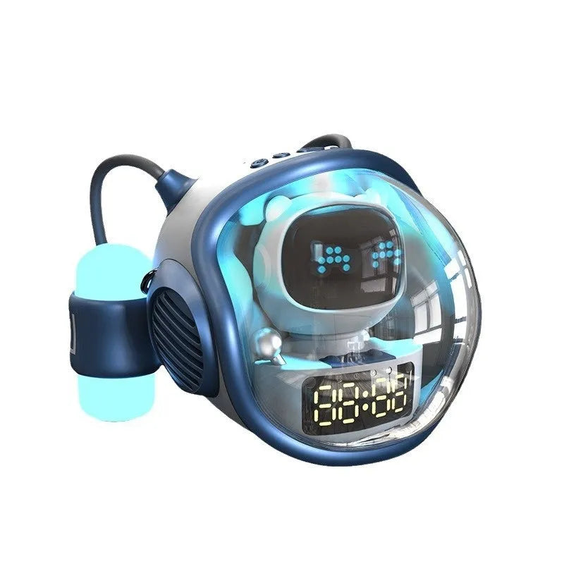 M60 spaceship Bluetooth speaker in white or pink with AI voice conversation and rhythm ambience light