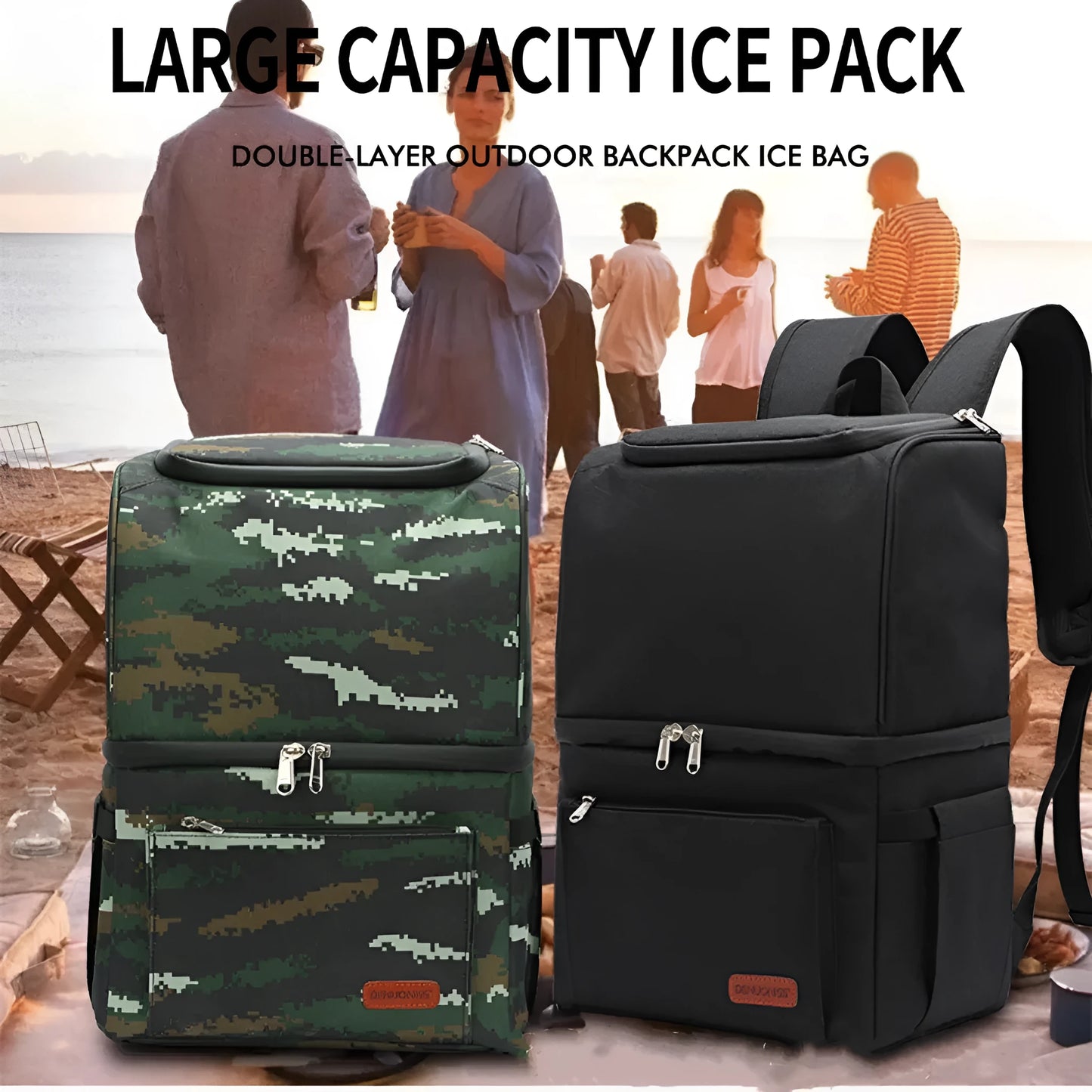 Double layer insulated waterproof picnic backpack in camouflage colour with 22L capacity