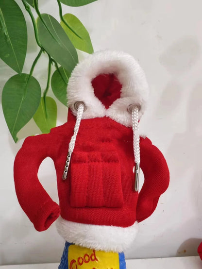 Christmas hoodie car gearshift cover in red and green