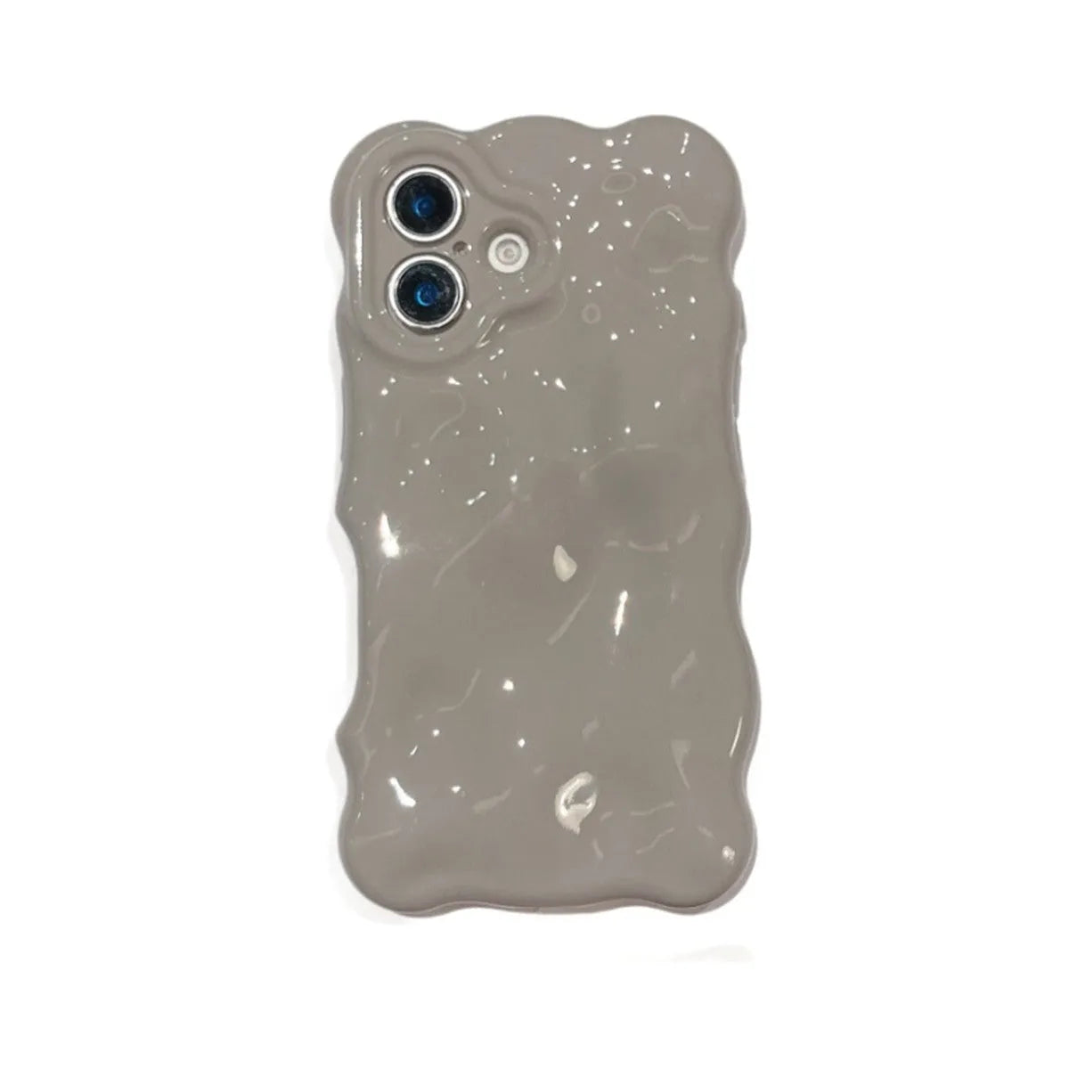 Grey TPU phone case with three-dimensional bubble shell pattern for iPhone 11 to 17 series