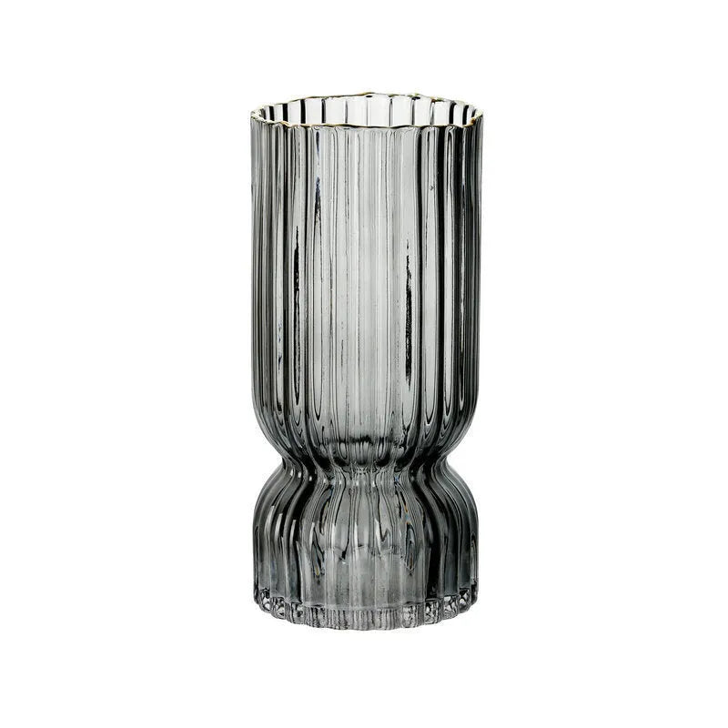 Electroplated glass vase with gold edge trim in chrysanthemum colours for modern home decoration