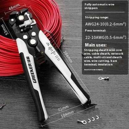 Fully automatic wire stripping pliers with high carbon steel blades and 45 # steel construction, 0.361kg weight