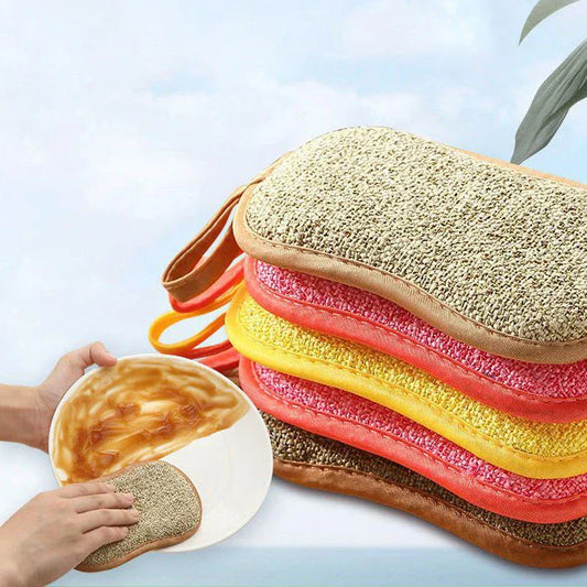 Tough and versatile double-sided microfiber kitchen cleaning sponge with high-density inner sponge and scratch-proof nonstick surface