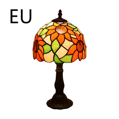Retro yellow glass bedside table lamp with resin base, 20 x 12 x 35cm, Mediterranean style