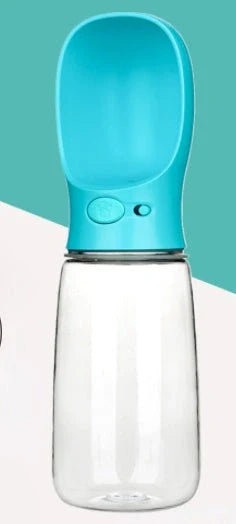 Traveling Out Portable Dog Water and Food Dispenser in pink, green, blue, and gray