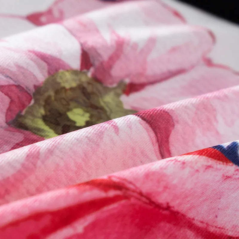 Men's printed ice silk underwear briefs in a floral design, showing mid-waist fit.