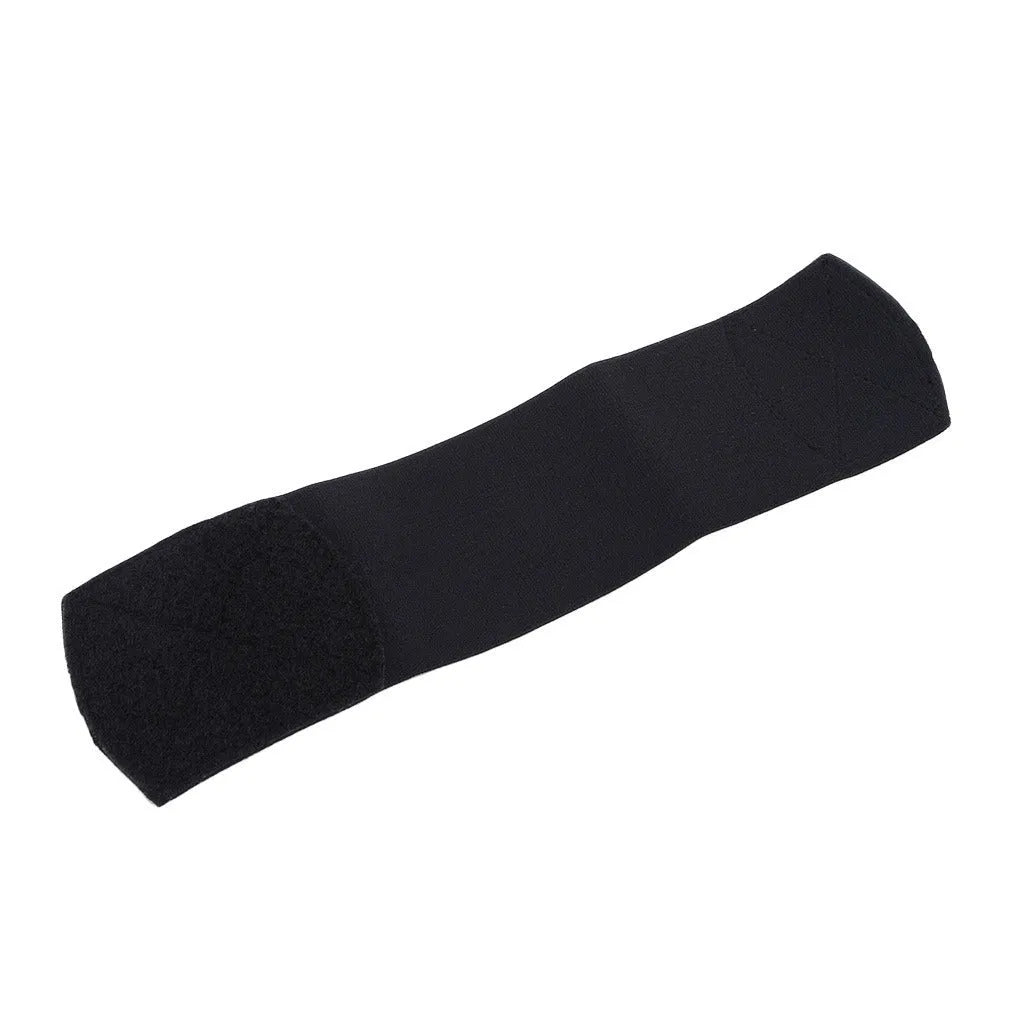 Rubber football shin guard retention tape belt shown in red, blue, black, and white colour options.