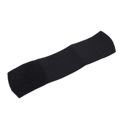 Rubber football shin guard retention tape belt shown in red, blue, black, and white colour options.