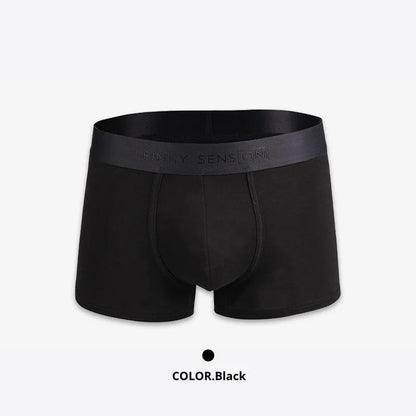 Men's solid colour cotton underwear boxer in black on white background