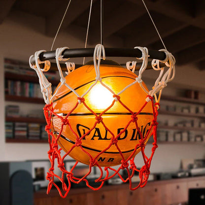American Retro Basketball Chandelier with adjustable hanging wire and soft LED lighting