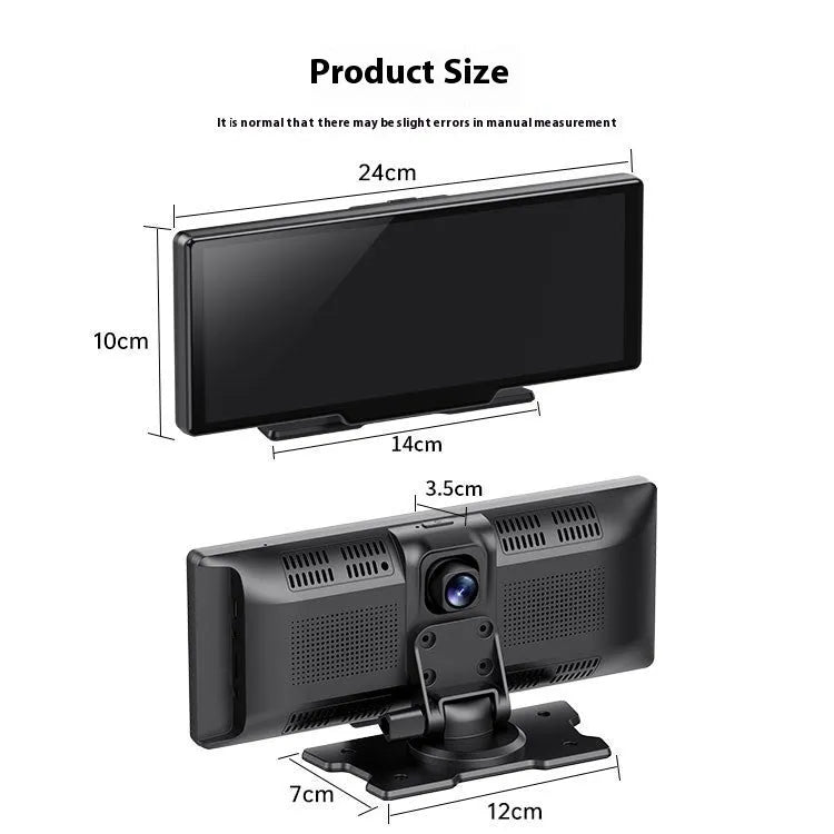 10-inch car smart screen with touchscreen, showing CarPlay interface and rear camera view for parking