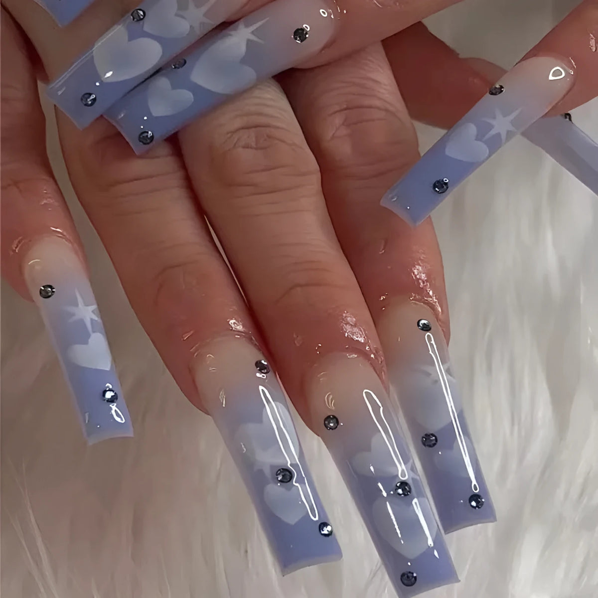 Wear nail stickers with peach heart and rhinestone design, 24 pieces per box, colour JP1596