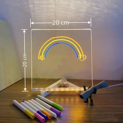 Acrylic DIY Note Board LED Night Light with USB power and colorful pens