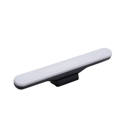 Modern plastic LED desk lamp with touch-sensitive dimming controls and rechargeable battery