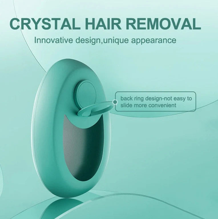 CJEER crystal hair removal device in green, purple, or black with metal ring on back