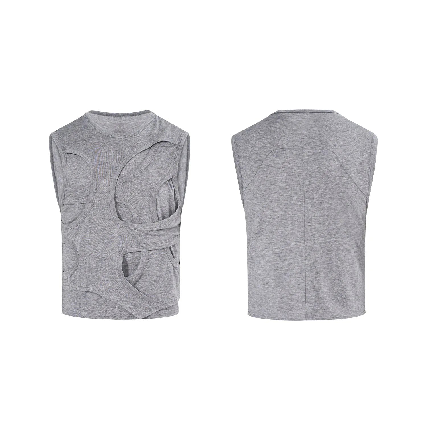 Men's solid colour Lyocell vest with round neck collar in black or grey