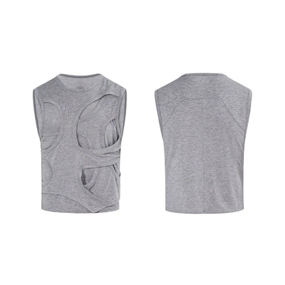 Men's solid colour Lyocell vest with round neck collar in black or grey