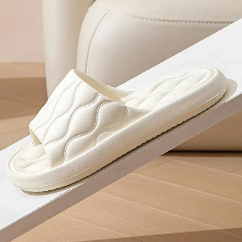 Ripple style EVA house slippers in white, pink, light green, dark khaki or black, sizes 36/37 to 44/45, one pair