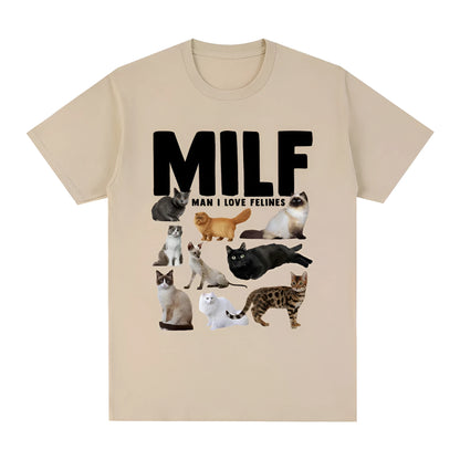 Funny cat lover graphic cotton t-shirt with printed designs in multiple colours