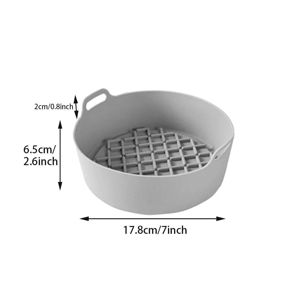 Reusable silicone air fryer pot liners in various colours and sizes