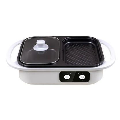 White or green household electric hot pot with 1300W power and dual cooking functions