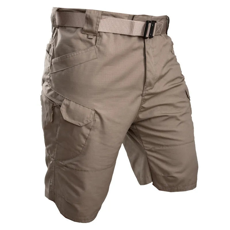 Men's cotton blend tactical shorts in camouflage pattern for outdoor hiking and camping activities