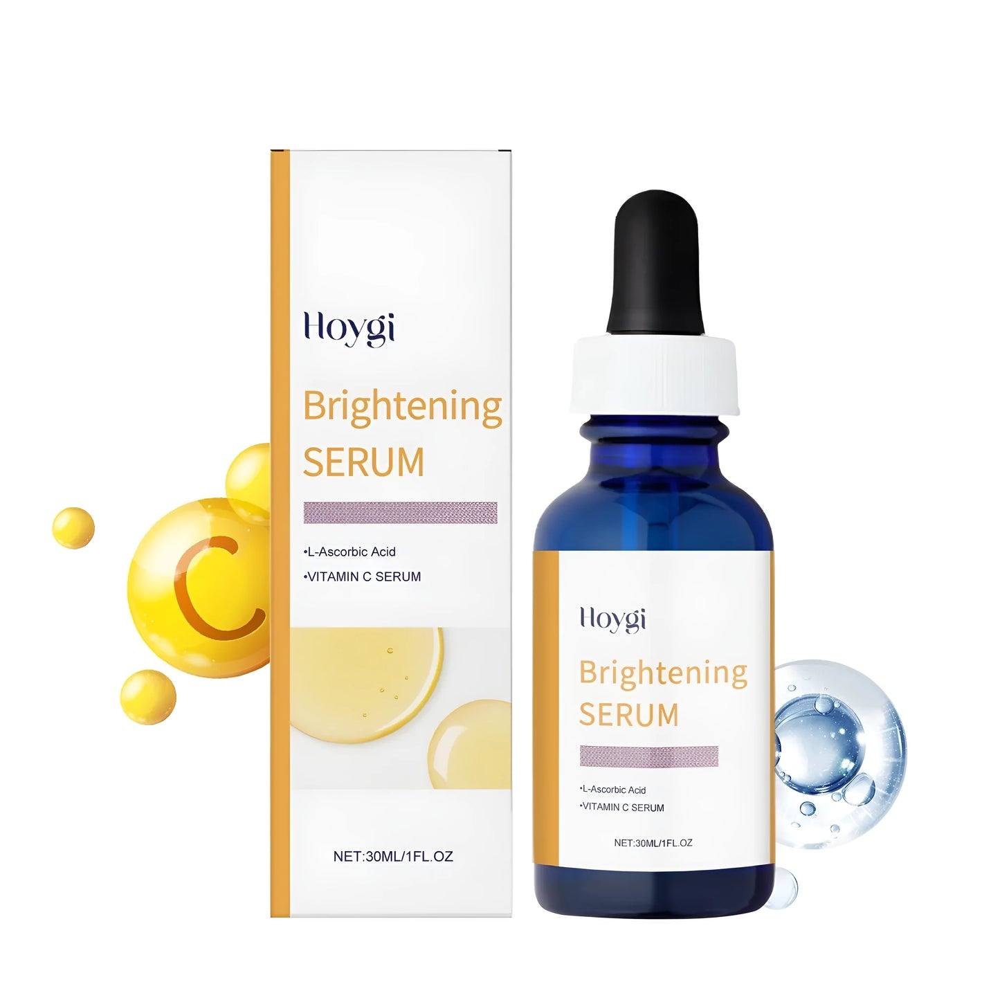 30ml bottle of vitamin C serum with vitamin E in clear skincare essence solution