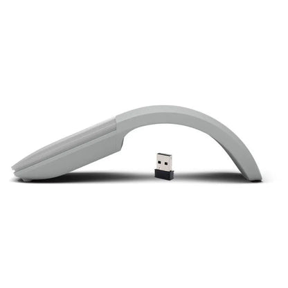 Folding wireless touch mouse showing compact design with Bluetooth connectivity
