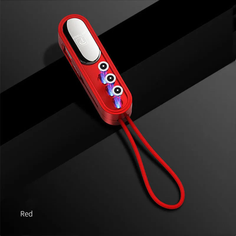 Magnetic three-in-one USB charging cable in black, white, or red colour with 0.4m length