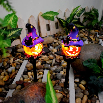 Solar-powered Halloween pumpkin lanterns for garden decoration in six unique designs
