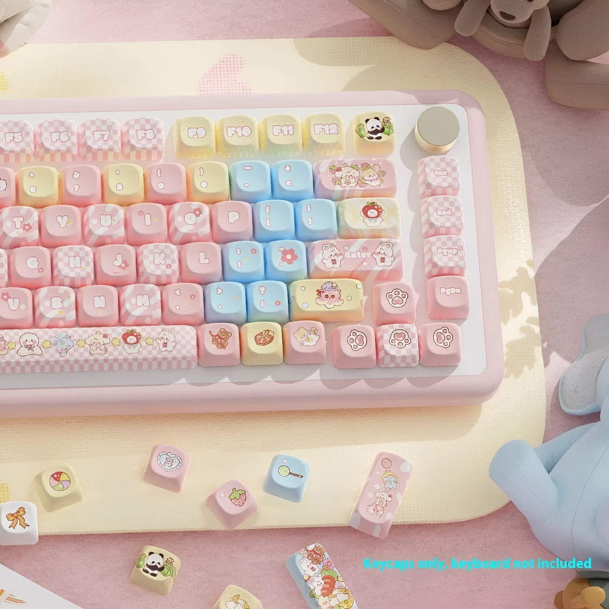 Doll anime character mechanical keyboard keycaps set with sublimation printing in colourful designs