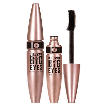 Black waterproof thickening mascara tube with 12ml sweatproof formula and standard brush applicator