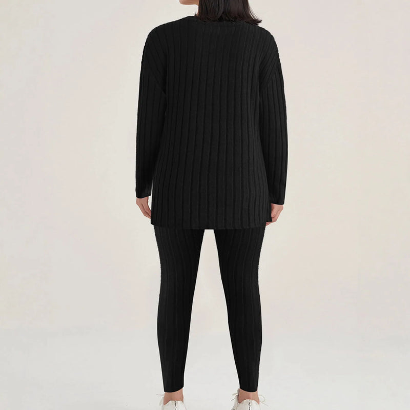 Sunken Stripe Fashion Casual Exercise Two-piece Homewear: Black or Blue Polyester Set with Regular Sleeves, Available in 1XL to 5XL Sizes for Comfortable Loungewear