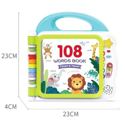 Educational English Kids Intelligent Book Learning Machine with Bluetooth in pink, red, and green