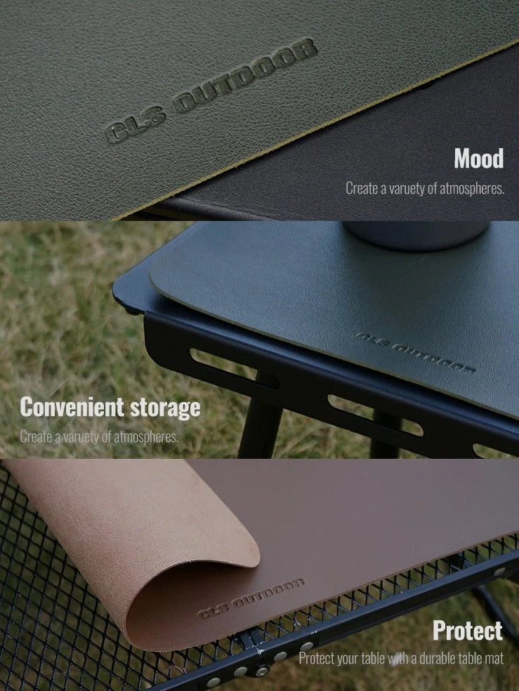 Waterproof heat insulation table mat in army green colour measuring 56×33cm on wooden dining table