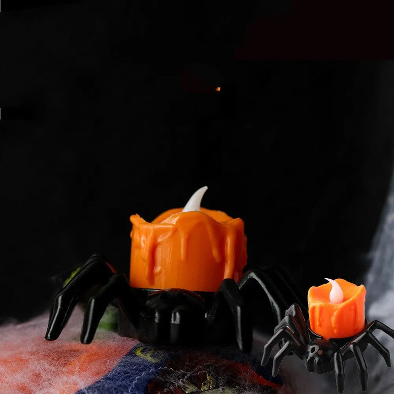 Creative Reusable Halloween Spider Candlestick Ornament Spooky Ambient Light For Festival And Home Party Decorations