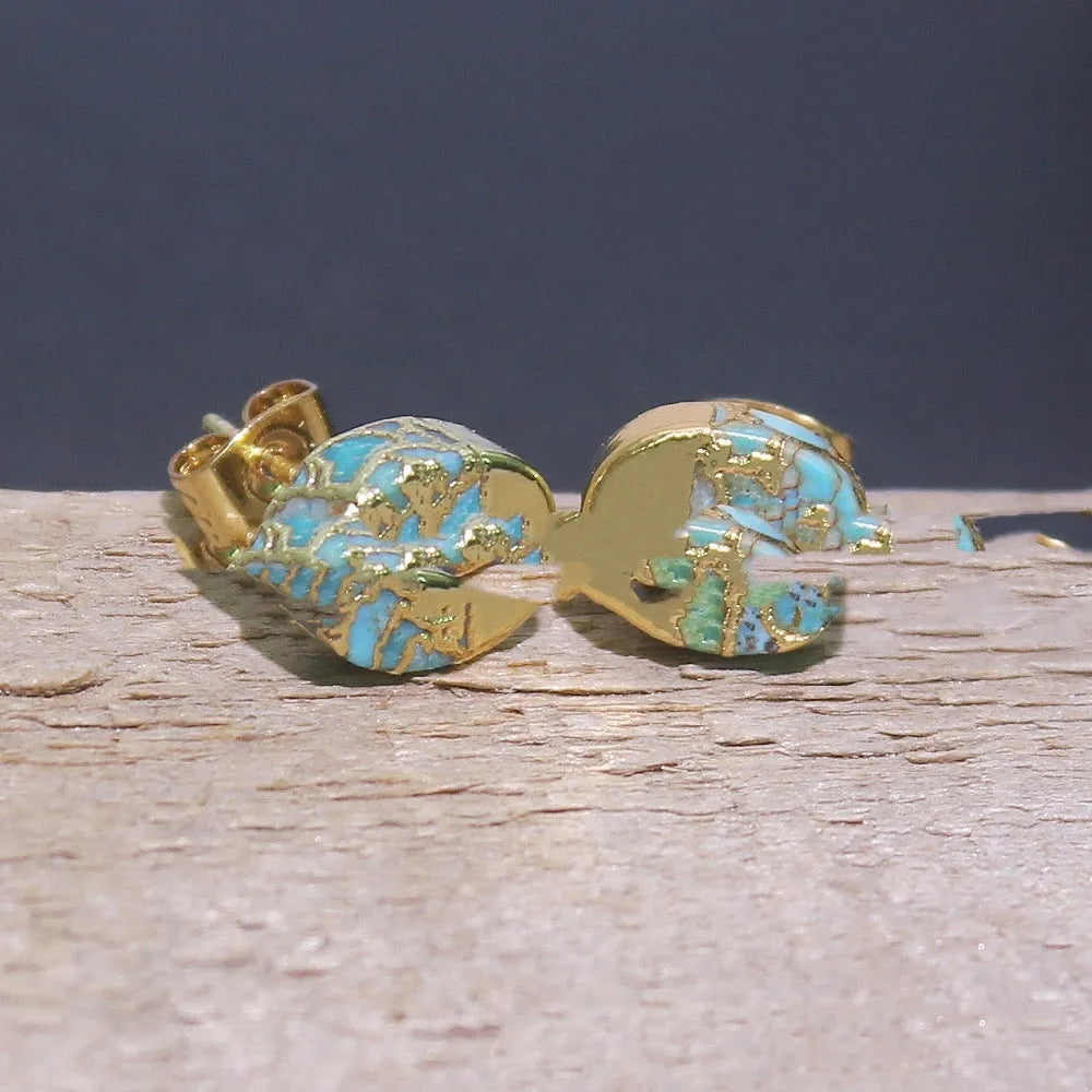 Handmade bohemian style stud earrings made from irregular natural stone in colour ER1031.