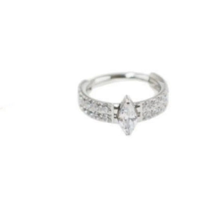 Heart shaped zircon earrings in titanium steel with diamond treatment in gold and silver colour options