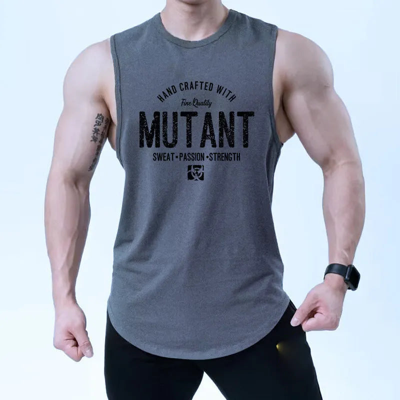 Loose fit sleeveless workout tank top vest in a selection of graphic colour designs.