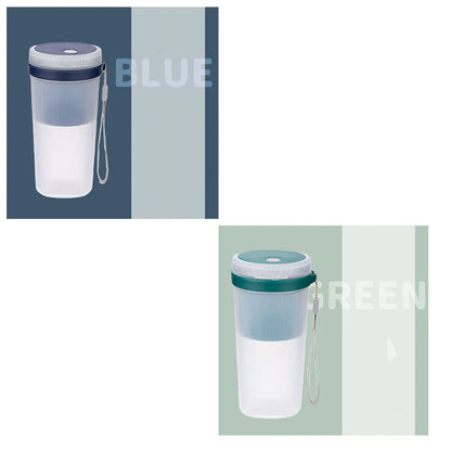 Multi-function portable blender in blue, green, or pink with USB cable and detachable parts for juicing