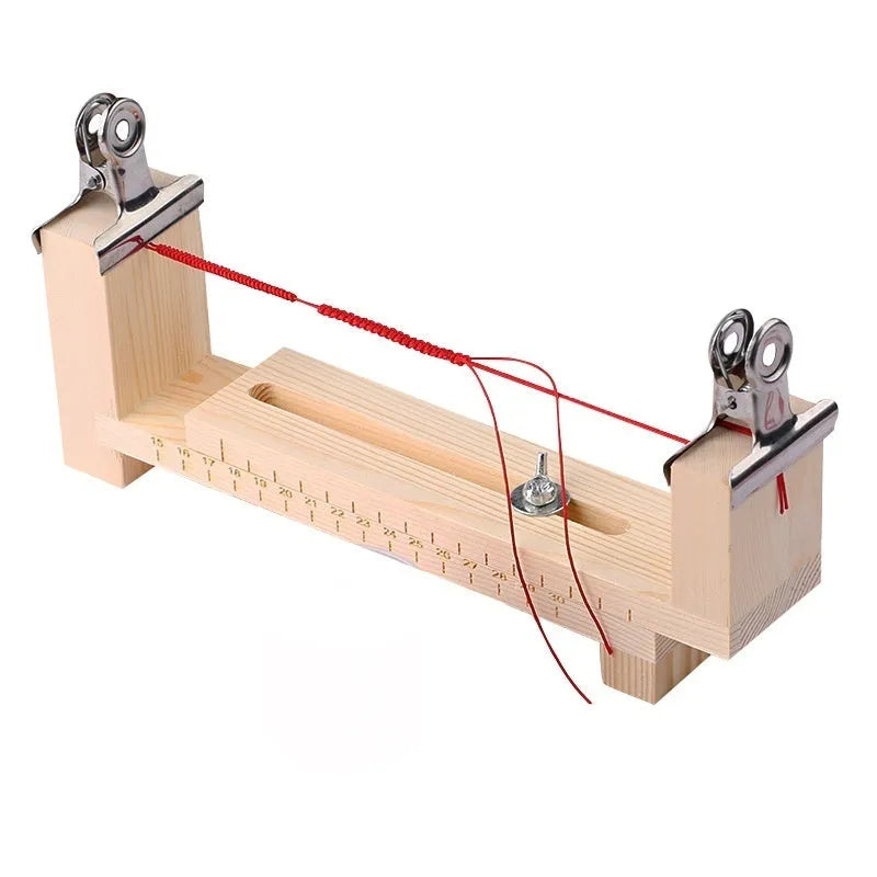 Solid wood handmade weaving rack with three-leg design and fixing clips for DIY bracelet and necklace making