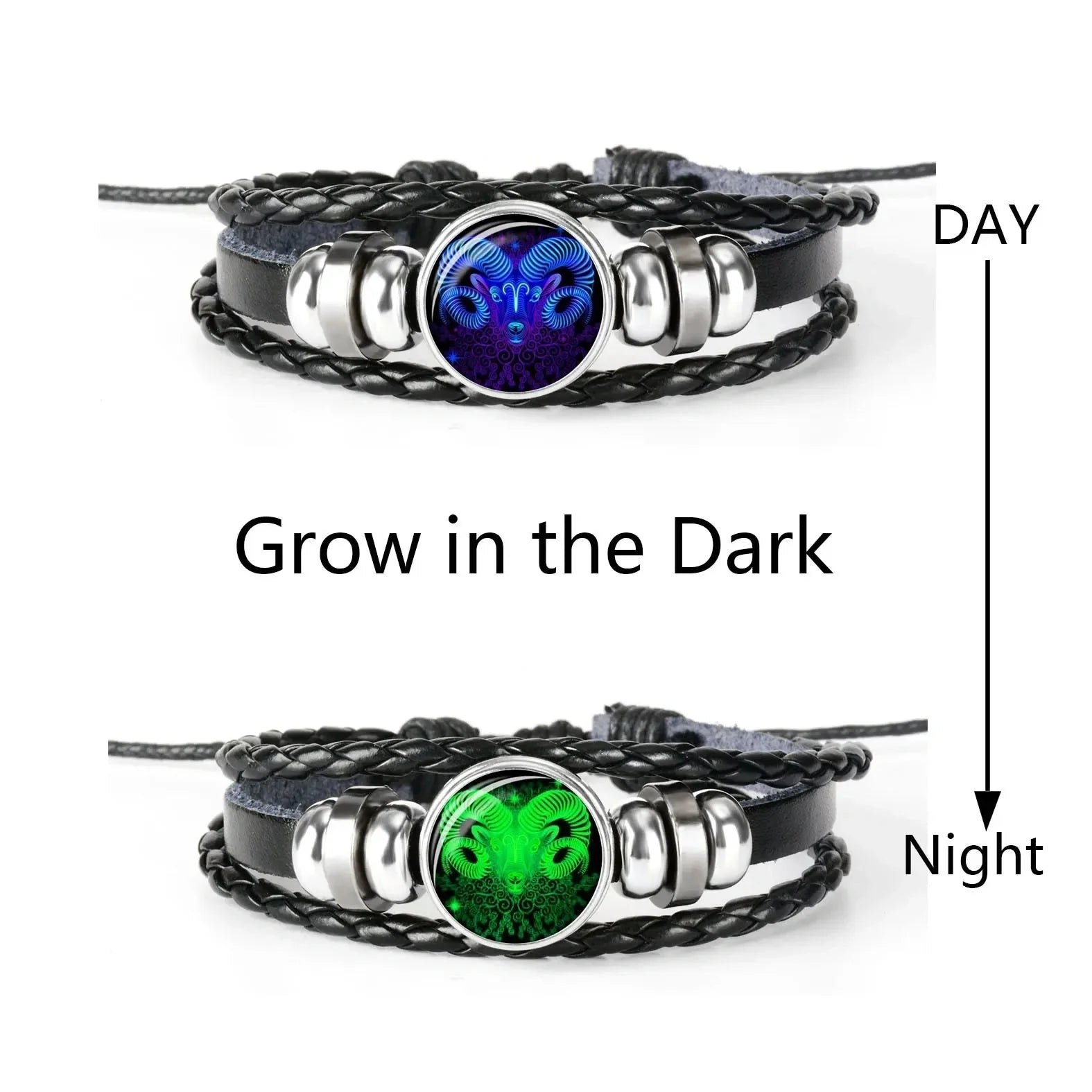 12 Constellations Luminous Bracelet glowing in the dark with zodiac designs