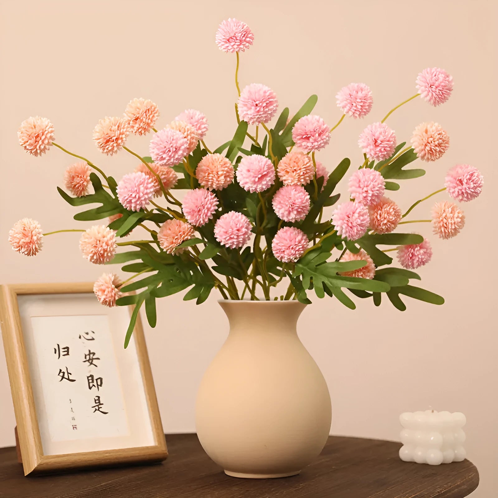 Five-head white dandelion chrysanthemum silk artificial flower bouquet arrangement