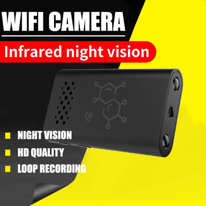Black indoor WiFi security camera with 1080p HD video for baby monitoring and home security