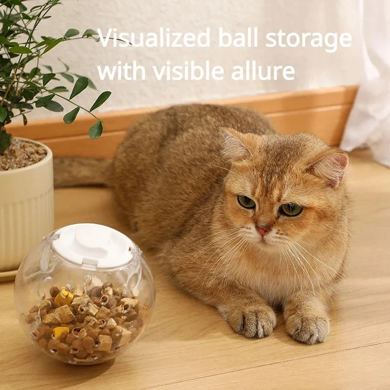 11.5cm diameter blue ABS plastic pet slow feeder ball for cats and small dogs