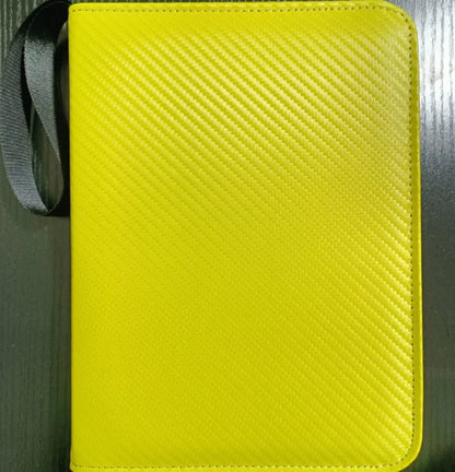 Four-grid card storage bag in black, yellow, sky blue, or red, holding up to 400 trading cards