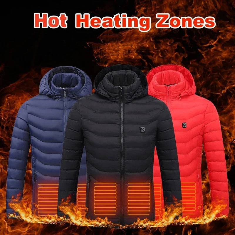 Cozy and stylish electric heated winter jacket with USB charging and adjustable temperature settings